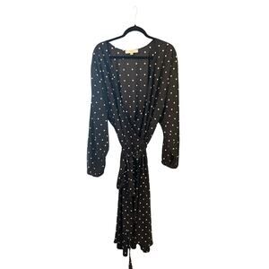 LOFT plus women’s tie wrap midi dress size 24 black and white